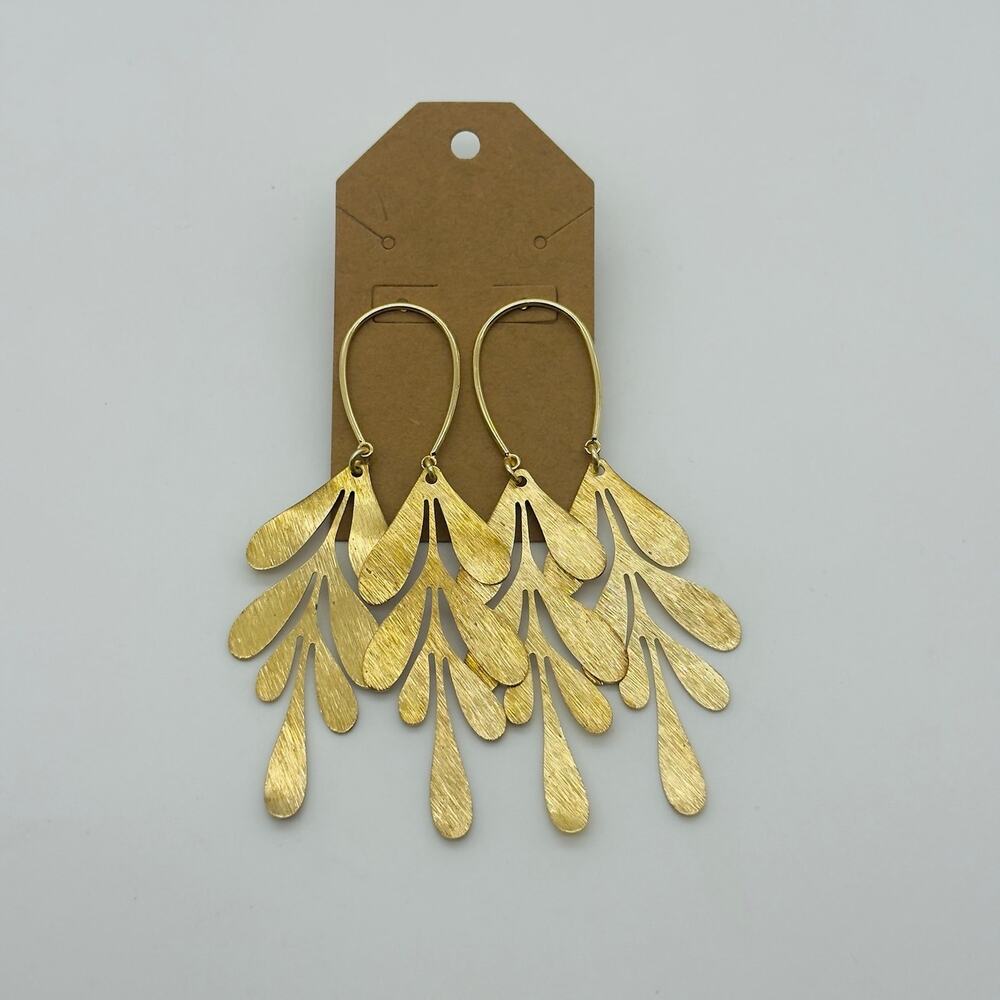 Brass Willow Leaf Dangle Earrings